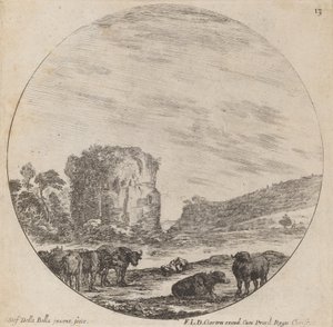 Landschap met antieke ruïnes