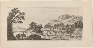 Landschap met brug door Stefano della Bella