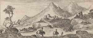 Landschap met kasteel, 1641 door Stefano della Bella