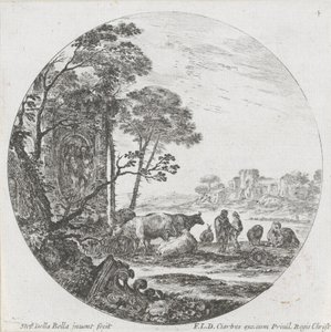Landschap met kudde en Korinthisch kapiteel