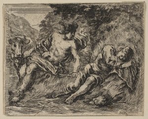 Mercurius en Argus, uit het spel van Mythologie, 1644 door Stefano della Bella