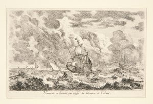 Naviere ordinaire qui passe de Douvre à Calais, uit de serie Vues de ports de mar door Stefano della Bella
