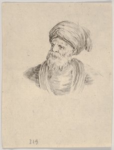 Plaat 12: buste van een oude Turkse man met een tulband, kijkend naar links, uit Diverse ..., 1650