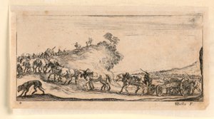 Plaat 4, uit "Desseins de Queleques Conduites de Troupes, Canons, et Ataques de Villes" door Stefano della Bella