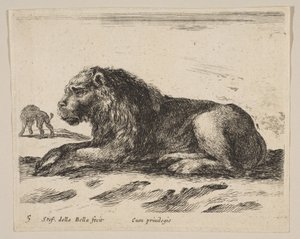 Plaat 5: liggende leeuw, uit Diverse dieren Diversi animali, ca. 1641