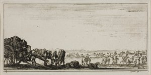 Plaat Acht uit Tekeningen van verschillende bewegingen door soldaten door Stefano della Bella