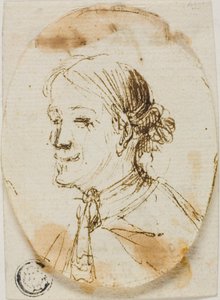 Portret Buste van Man Draagt Cravat (recto); Schets van Zadel (verso)