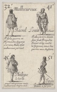 Raoul ... Louis le Jeune..., uit Het Spel van de Koningen van Frankrijk Jeu des Rois de France, 1644 door Stefano della Bella