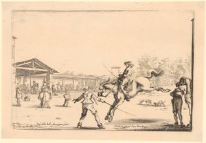 Rijschool, blad 5 van de reeks „Verschillende figuren” door Stefano della Bella