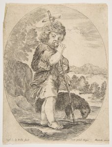 Sint Johannes de Doper die een stuk fruit bijt, ca. 1641 door Stefano della Bella