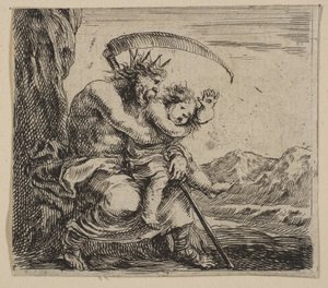 Saturnus, uit het spel van Mythologie Jeu de la Mythologie door Stefano della Bella