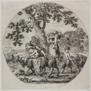Satyrfamilie aan het wandelen