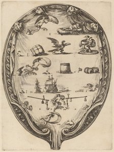 Scherm Afbeelding van de Italiaanse Rebus van Fortuin door Stefano della Bella