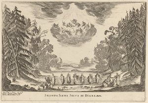 Tweede scène Selva di Diana door Stefano della Bella