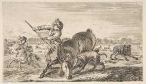 Hert in het nauw, uit Dierenjachten Chasses à différents animaux, ca. 1654