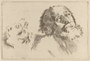Studie van hoofden, één naar rechts gedraaid en de ander naar links door Stefano della Bella