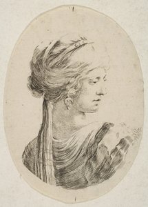 Sultana met een tulband, in profiel naar rechts, uit 