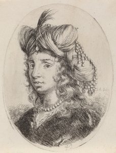 Sultane Versierd met Parels, Naar Links Gekeerd, 1649-1650 door Stefano della Bella