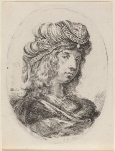 Sultane in een Gestreepte Tulband, naar Rechts Gekeerd door Stefano della Bella