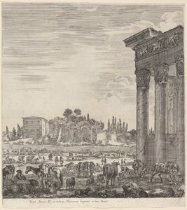 Tempel van Antonius en het Campo Vaccino door Stefano della Bella