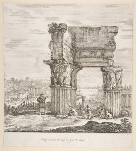 De Tempel van Vespasianus en het Romeinse Forum, uit Zes grote uitzichten, vier van Rome, en twee andere