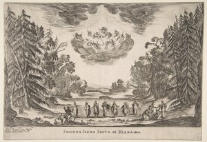 Het huwelijk van de goden: Tweede scène, Diana door Stefano della Bella