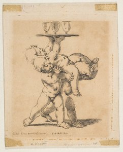 Drie kinderen met een dienblad, ca. 1638 door Stefano della Bella