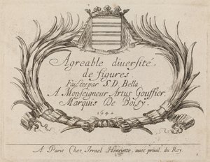 Titelpagina voor Agreable diversite de figures, 1642 door Stefano della Bella