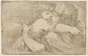 Twee Kinderen Omhelzen Elkaar, ca. 1662 door Stefano della Bella