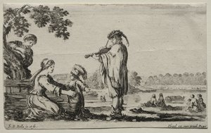 Verschillende Figuren en Landschappen: Een Vioolspeler