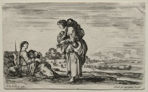 Verschillende Figuren en Landschappen: Twee Moeders die Samen Praten door Stefano della Bella