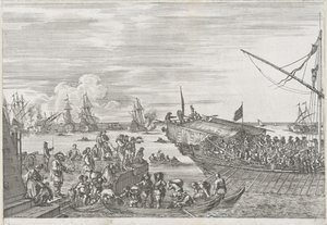 Vertrek van een galeischip in de haven van Livorno door Stefano della Bella