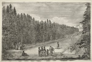 Gezichten van de Villa van Pratolino: De Promenade van de Fonteinen