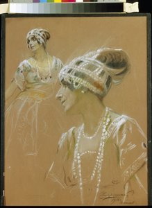 Portret van de ballerina Vera Fokina (1886-1958). door Stepan Fyodorovich Chuprinenko