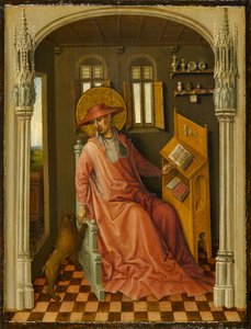 St. Hiëronymus in zijn studeerkamer, ca. 1440 door Stephan Lochner