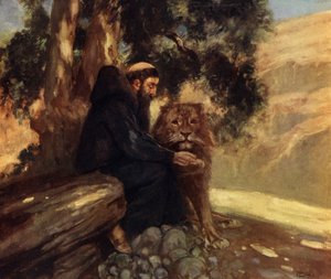 Sint Hiëronymus en de leeuw door Stephen Reid