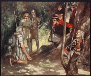 Sint Lodewijk van Frankrijk in het bos van Vincennes, illustratie uit 