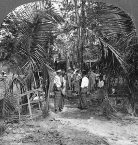 Schooljongens van de American Baptist Mission, Rangoon, Birma, 1908