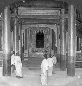 De Leeuwentroon, Koninklijk Paleis, Mandalay, Birma, 1908