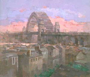 De Sydney Bridge bij schemering door Steve Mitchell