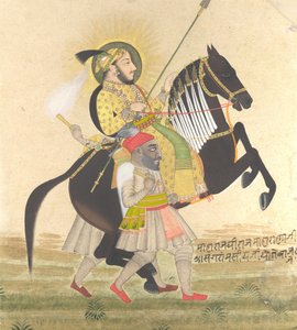 Maharana Sangram Singh die een Prijs Hengst Berijdt, ca. 1712