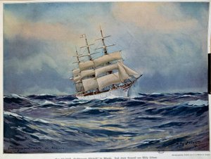 Het zeil van de Groothertogin Elisabeth. Aquarel door Willy Stöwer. 1909. Parijs, Decoratieve Kunsten