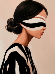 Elegante vrouw met geblindeerde ogen