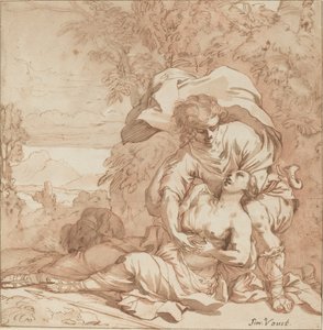 Procris en Cephalus (?) door Studio of Simon Vouet