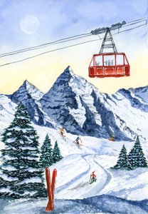 Skiën in de winterbergen door Suchi Deb