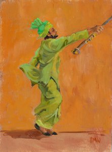 Indiase groene danser met chimta