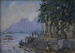 Wassen op de trappen in Udaipur