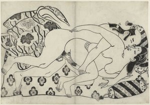 Erotische voorstelling door Sugimura Jihei (attributed to)