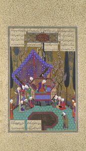 Zal raadpleegt de magiërs, Folio 73v uit het Shahnama Boek der Koningen