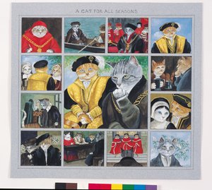 Illustratie uit Cats Galore! A Compendium of Cultured Cats (pub. 2015) door Susan Herbert